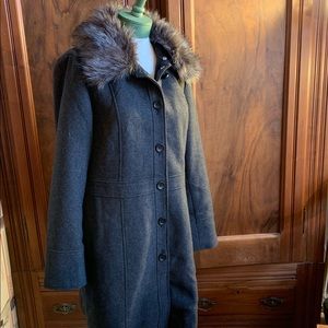 Banana Republic Wool 3/4 Coat Removable Fur Collar